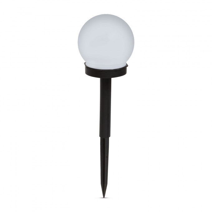 LED-es szolár lámpa - leszúrható - gömb alakú, hidegfehér - Ø10 cm