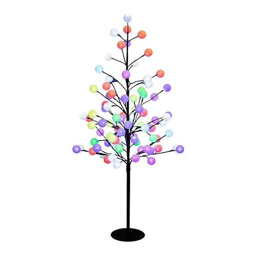 Díszfa pamutgömbökkel és LED-ekkel, 88 x színes LED