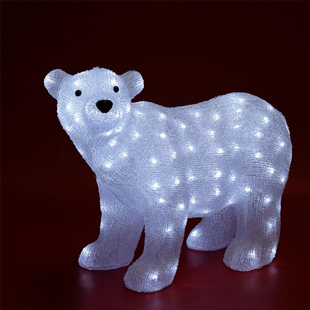 Karácsonyi dekoráció, lézer projektor és 2 LED figura - Hóember 90 cm és Jegesmedve 42 cm