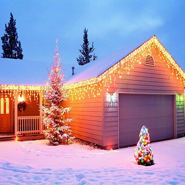 Dekoratív téli díszvilágítás, meleg fehér fény - fényfüzér csomag: 20m eresz, 5m erkély, 2x3m ablakok, tartozékokkal